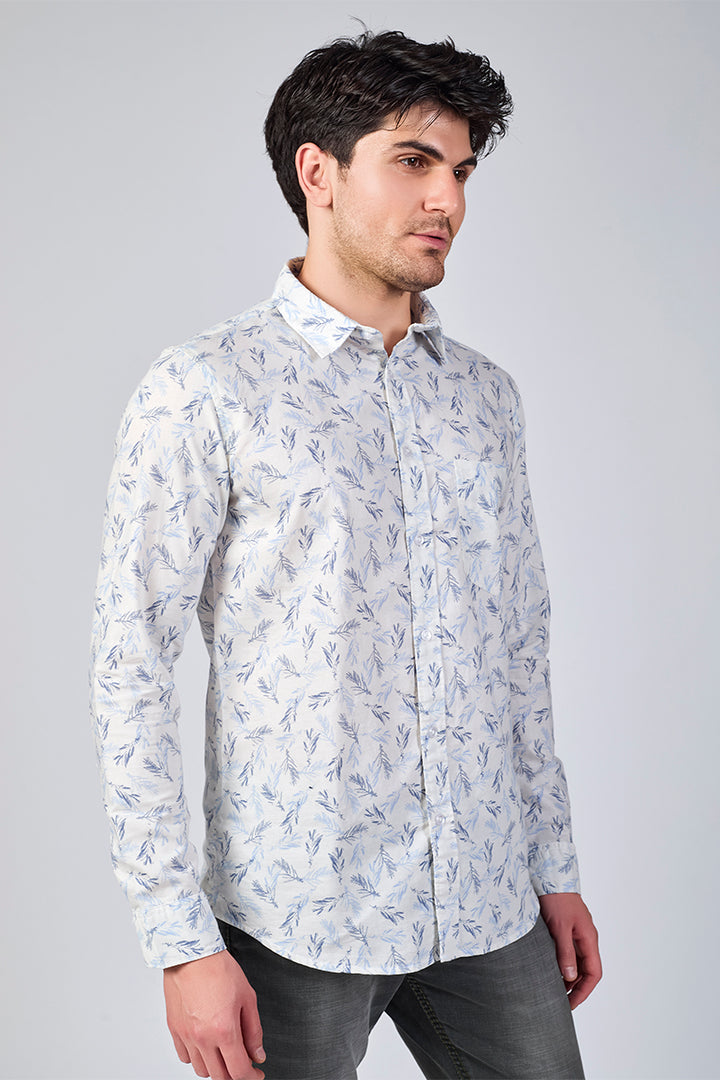 Men's Printed Full Sleeve Shirt - White
