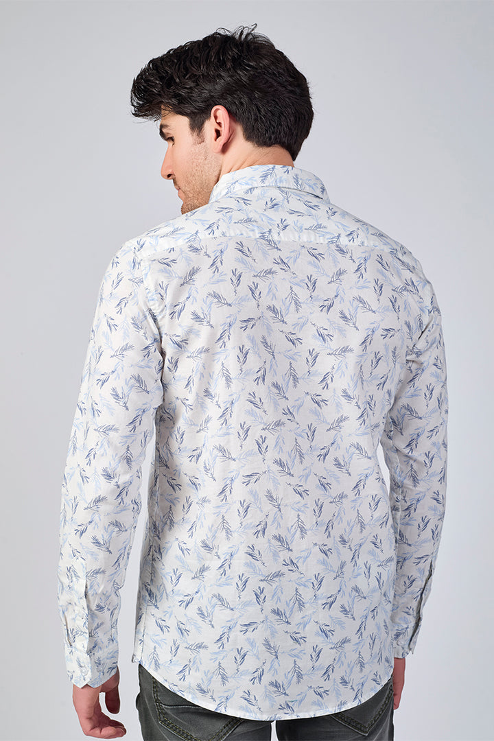 Men's Printed Full Sleeve Shirt - White
