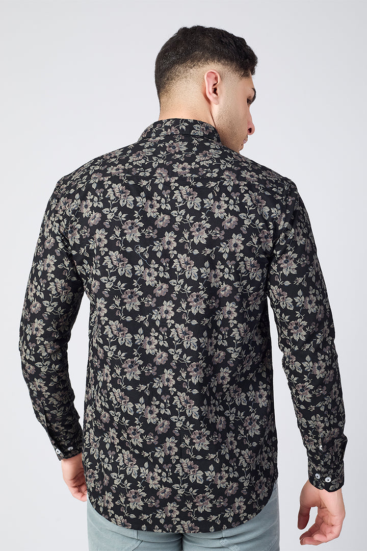 Men's Printed Full Sleeve Shirt - Black