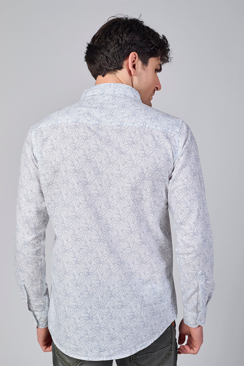 Men's Printed Full Sleeve Shirt - White