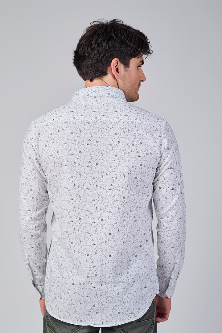 Men's Printed Full Sleeve Shirt - Frosted White