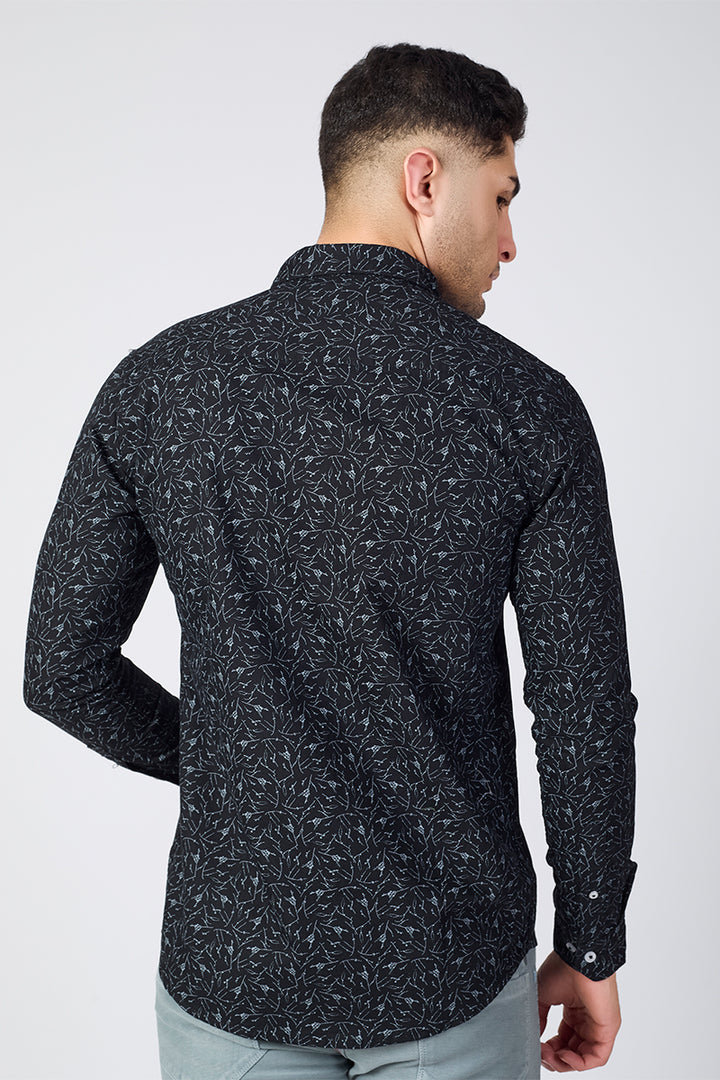 Men's Printed Full Sleeve Shirt - Black