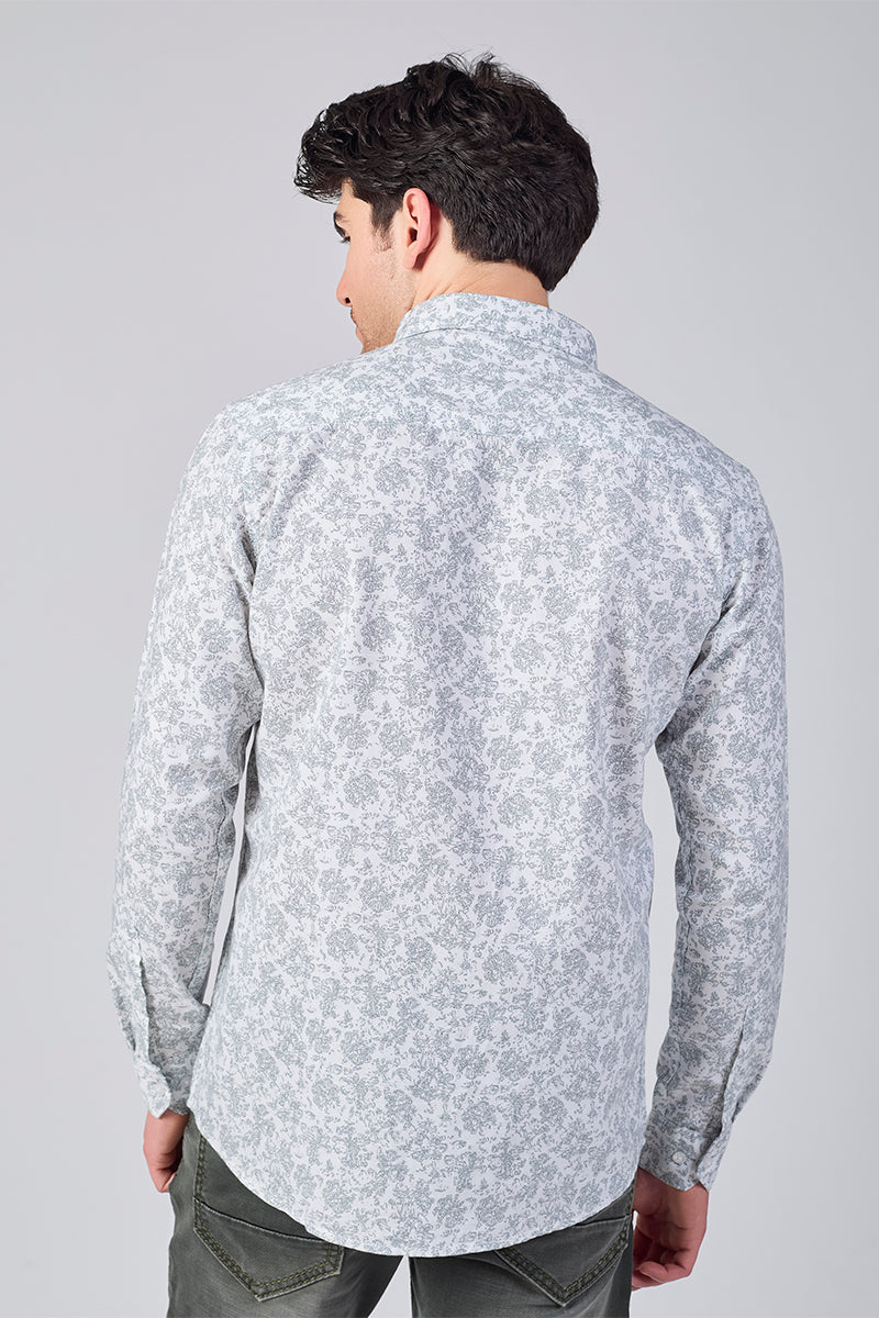 Men's Printed Full Sleeve Shirt - Light Pearl Grey