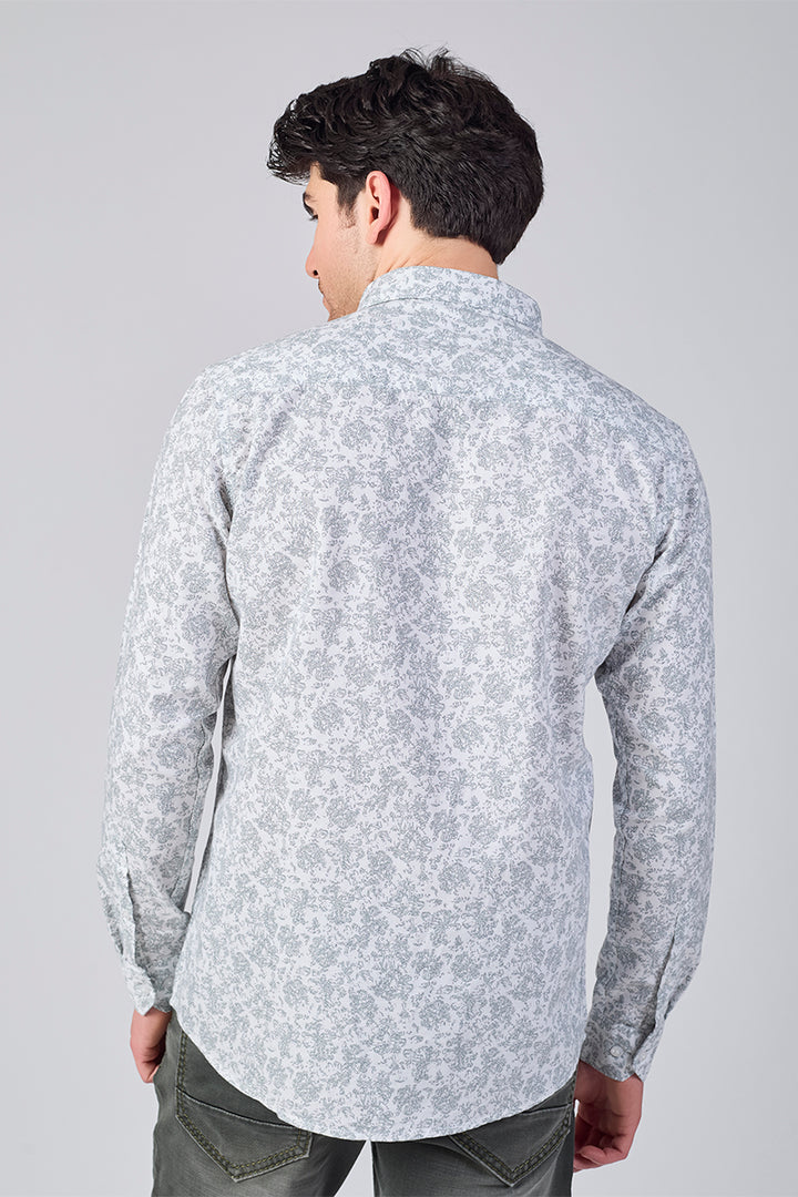 Men's Printed Full Sleeve Shirt - Light Pearl Grey