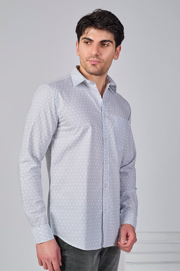 Men's Printed Full Sleeve Shirt - Off-White