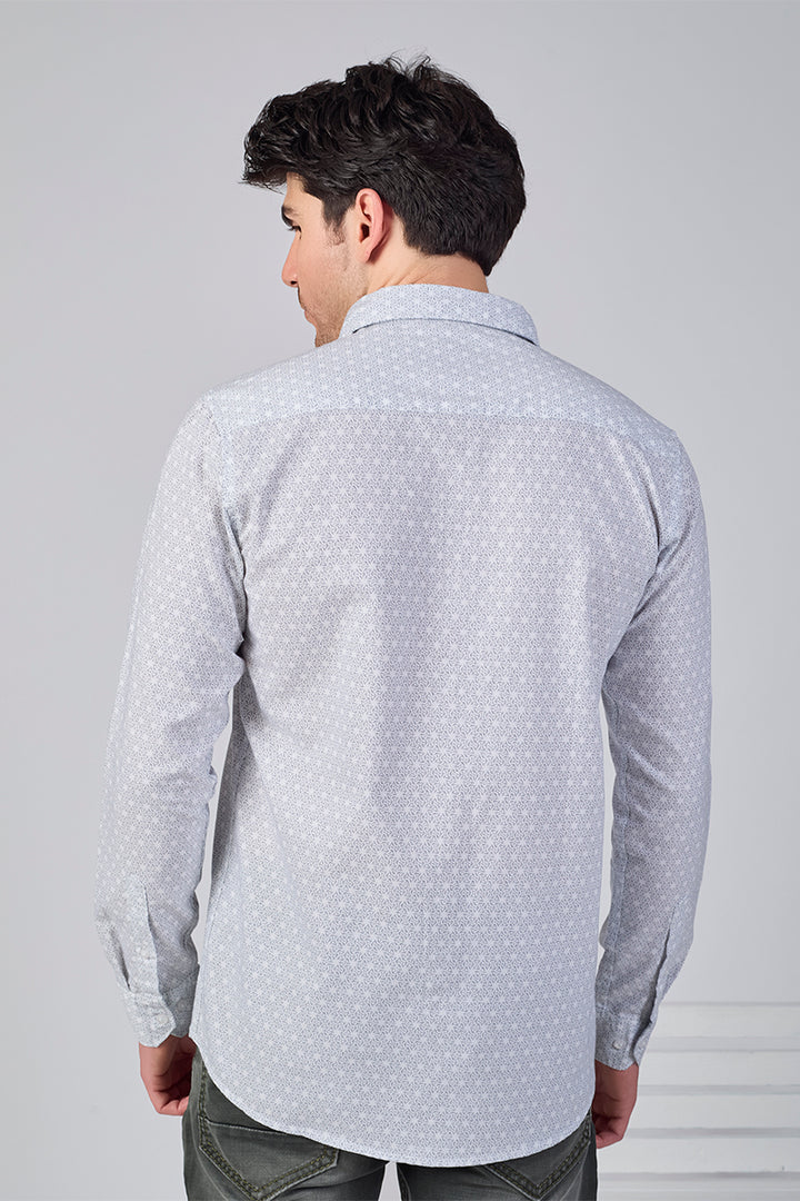 Men's Printed Full Sleeve Shirt - Off-White