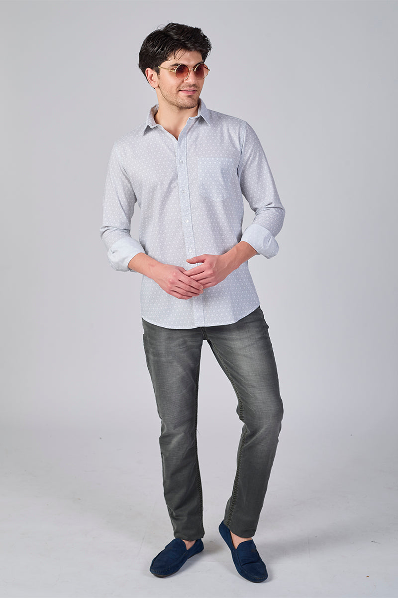 Men's Printed Full Sleeve Shirt - Off-White