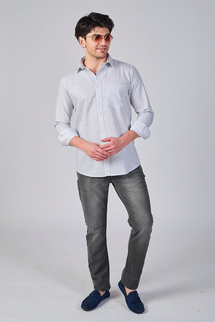Men's Printed Full Sleeve Shirt - Off-White