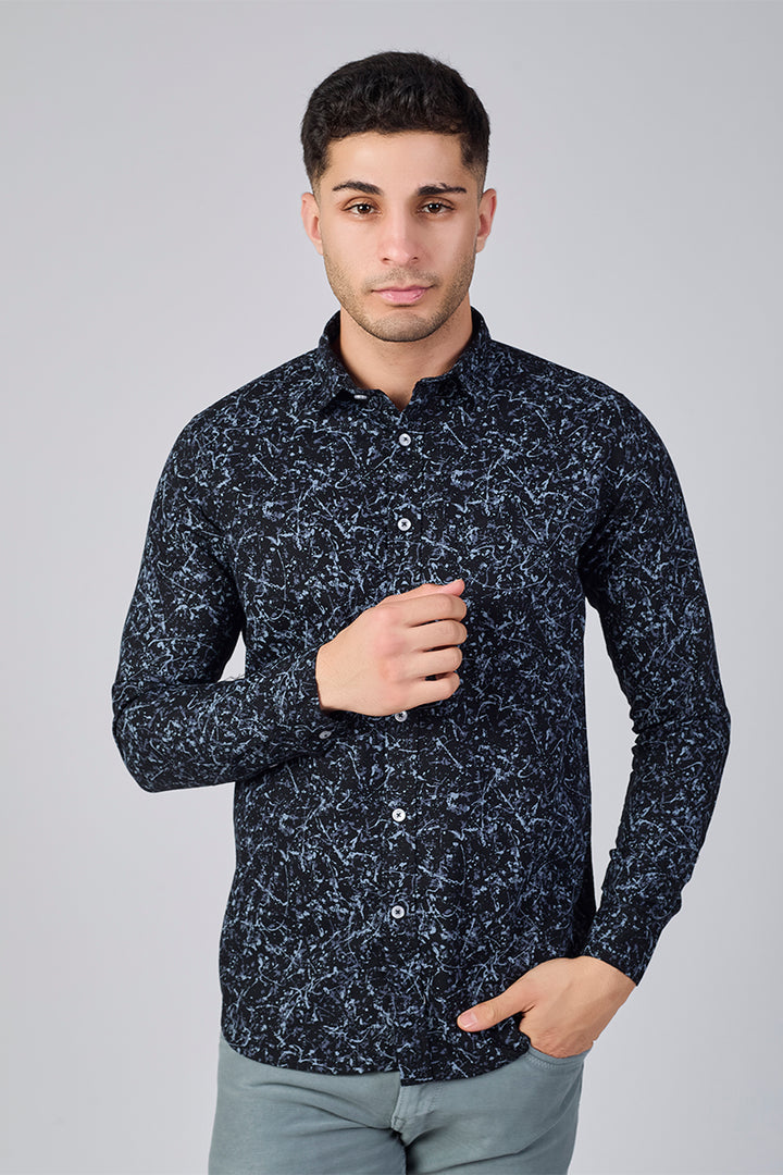 Men's Printed Full Sleeve Shirt - Midnight Splash