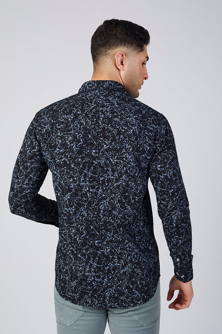 Men's Printed Full Sleeve Shirt - Midnight Splash