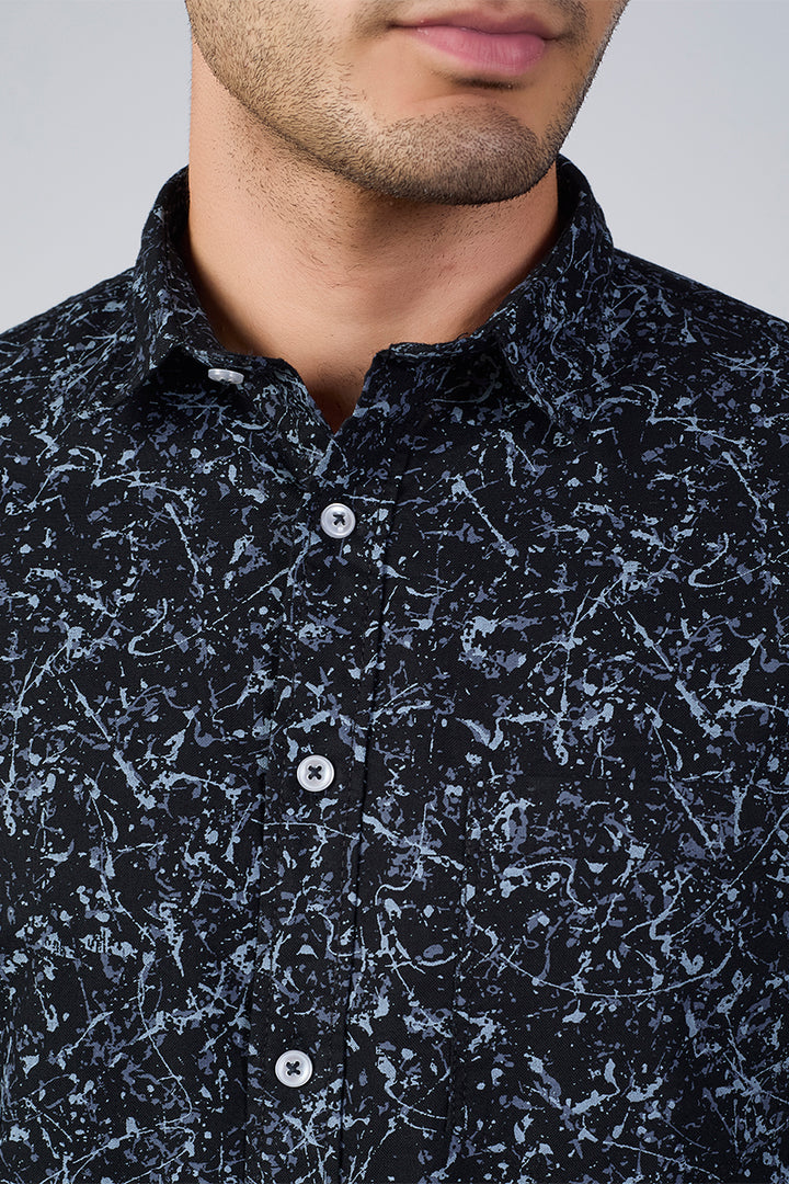 Men's Printed Full Sleeve Shirt - Midnight Splash
