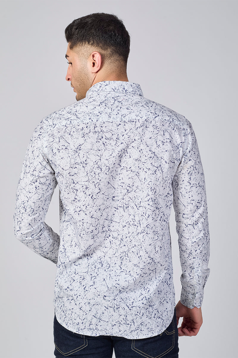 Men's Printed Full Sleeve Shirt - White