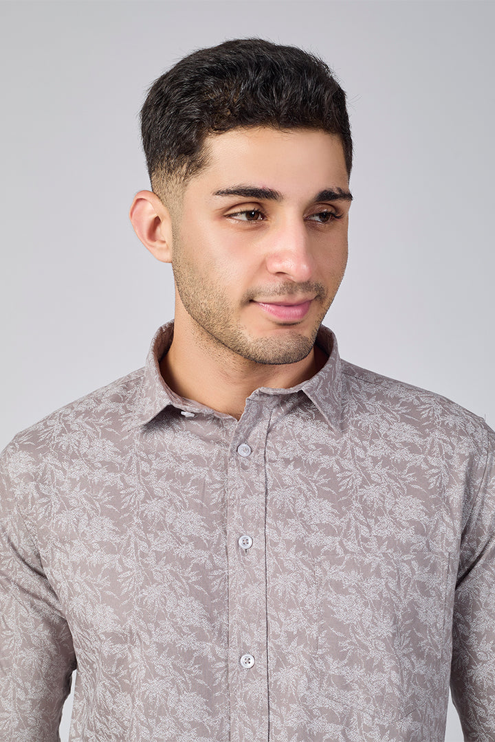 Men's Printed Full Sleeve Shirt - Ash Mauve