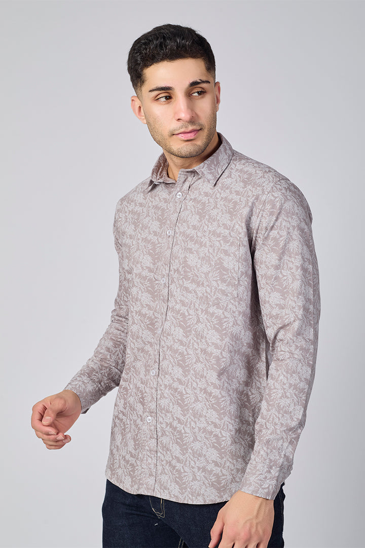 Men's Printed Full Sleeve Shirt - Ash Mauve