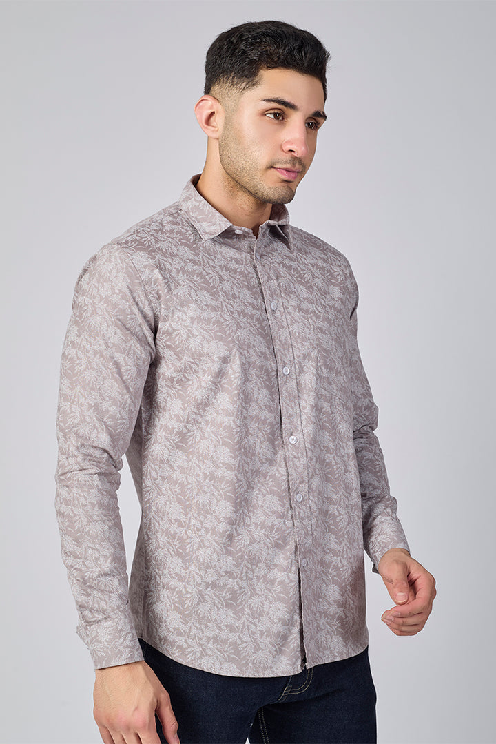 Men's Printed Full Sleeve Shirt - Ash Mauve