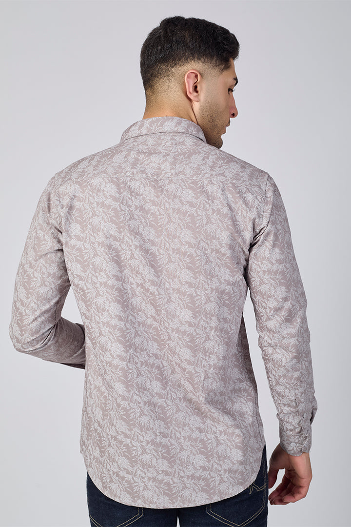 Men's Printed Full Sleeve Shirt - Ash Mauve