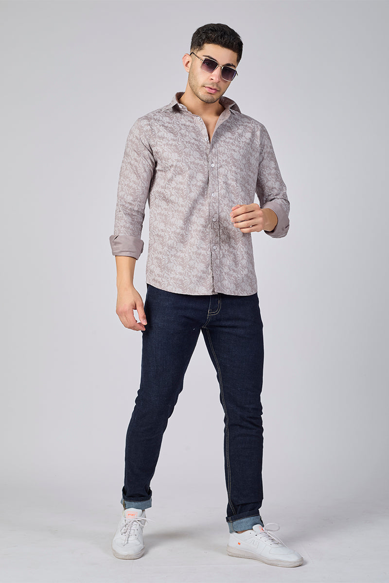 Men's Printed Full Sleeve Shirt - Ash Mauve
