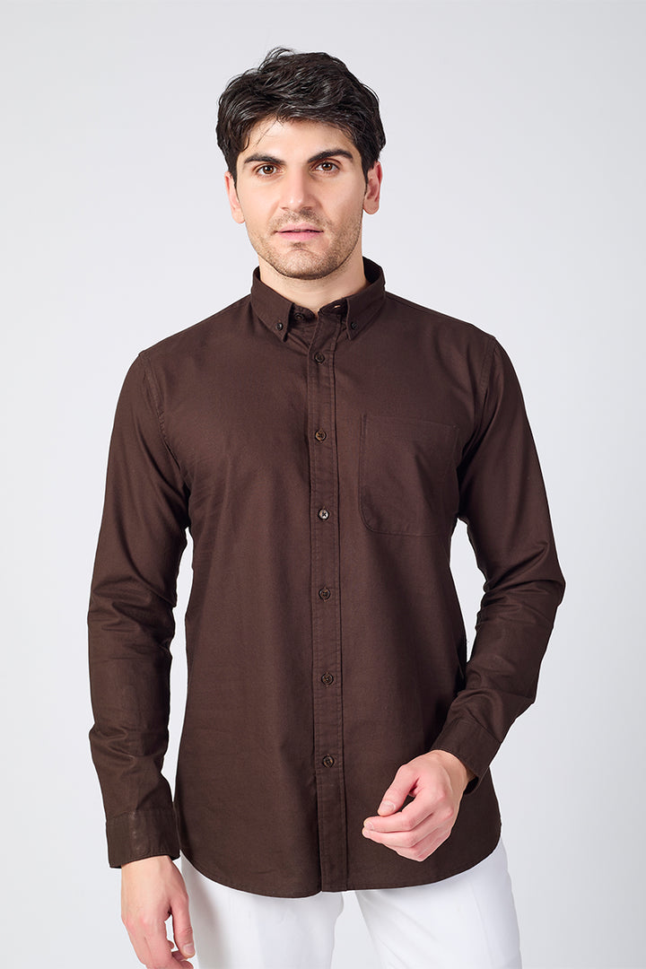 Core Lab Oxford Slim Fit Casual Shirt - Brown