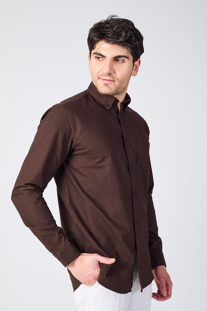Core Lab Oxford Slim Fit Casual Shirt - Brown