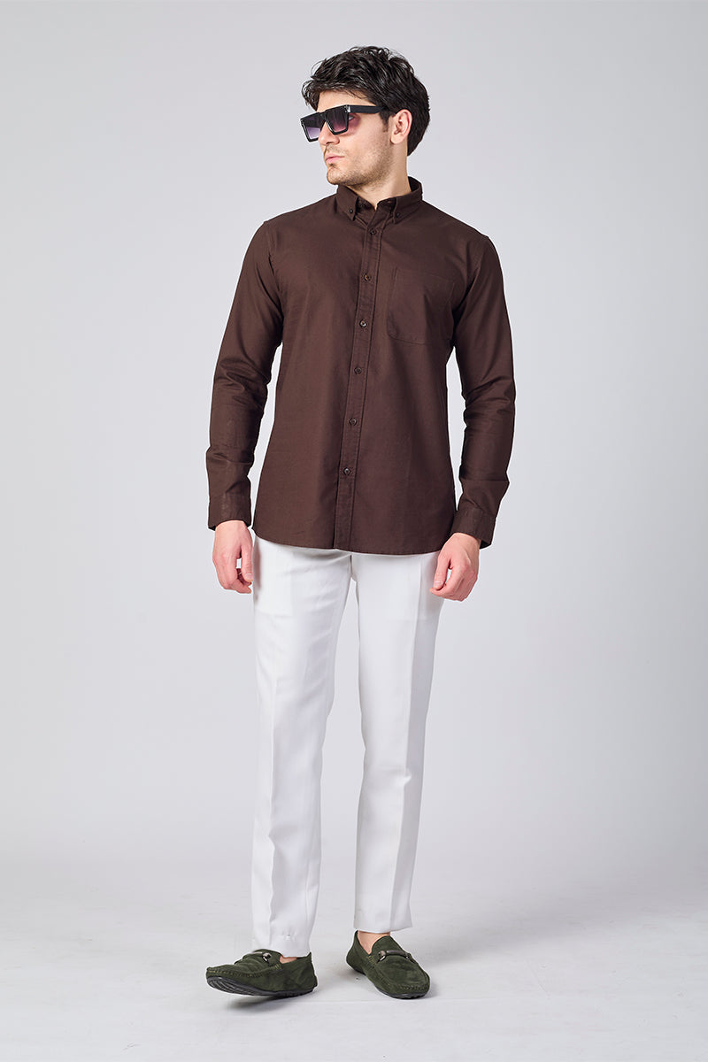 Core Lab Oxford Slim Fit Casual Shirt - Brown