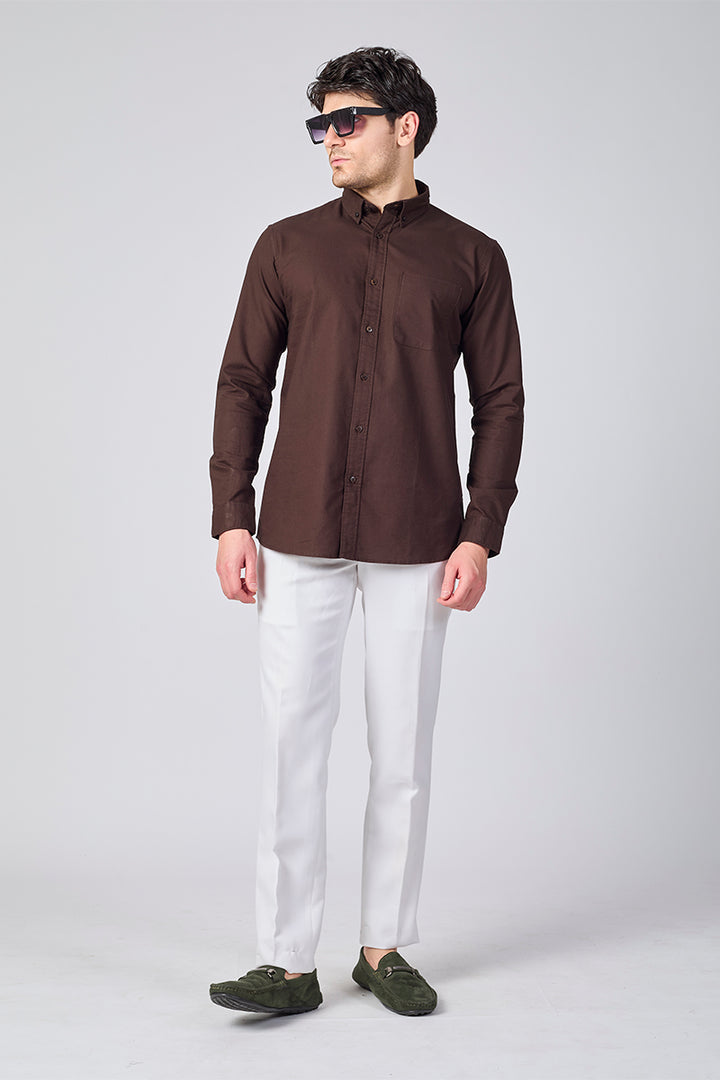Core Lab Oxford Slim Fit Casual Shirt - Brown