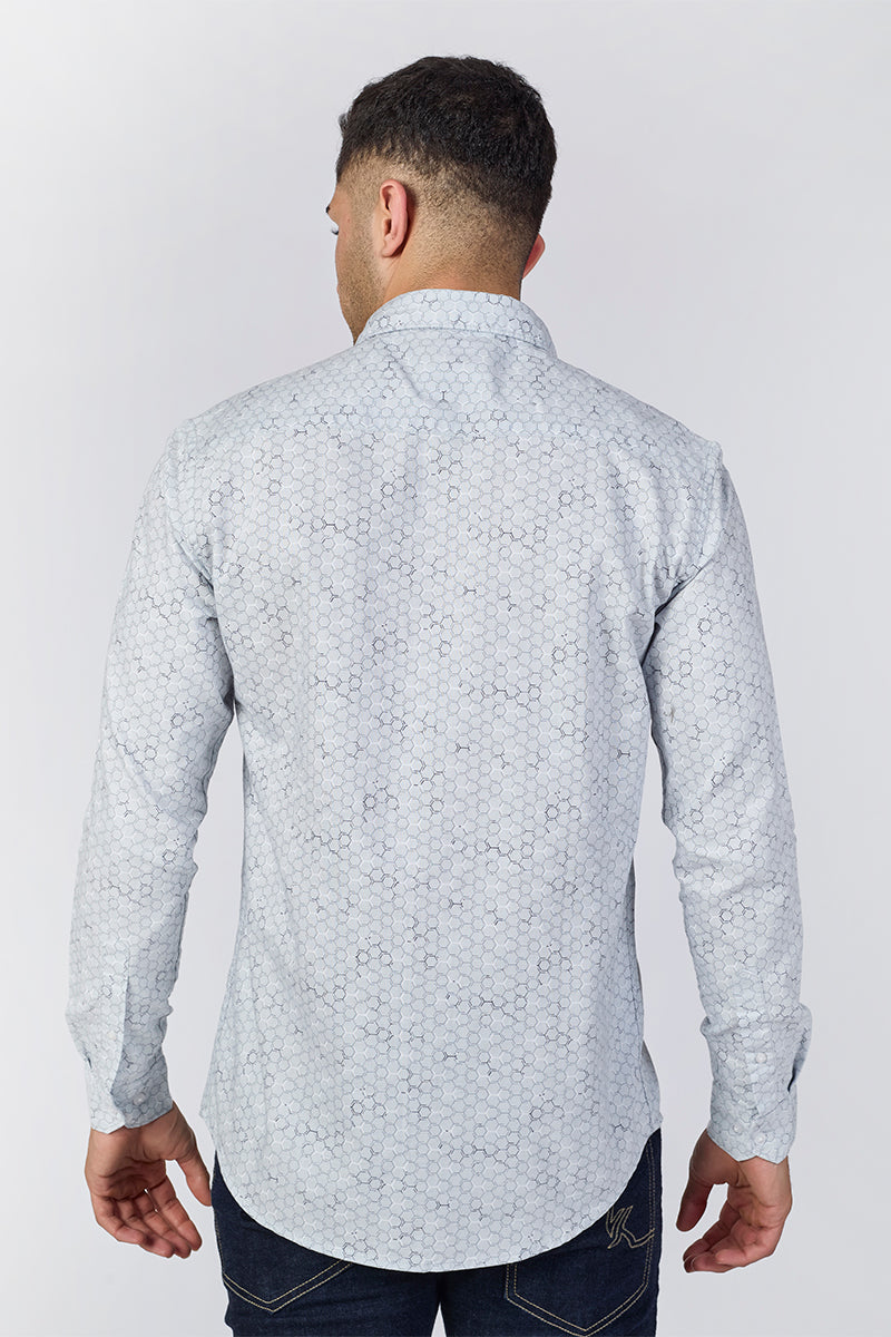 Men's Printed Full Sleeve Shirt - Sky Blue