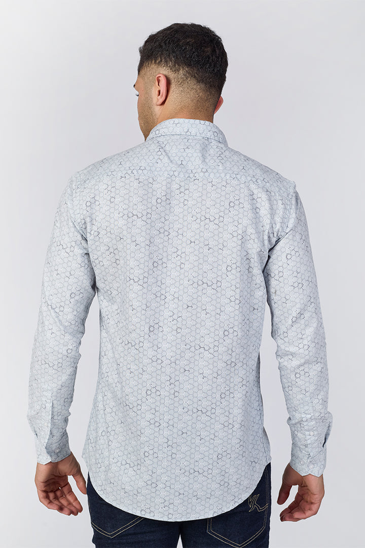 Men's Printed Full Sleeve Shirt - Sky Blue