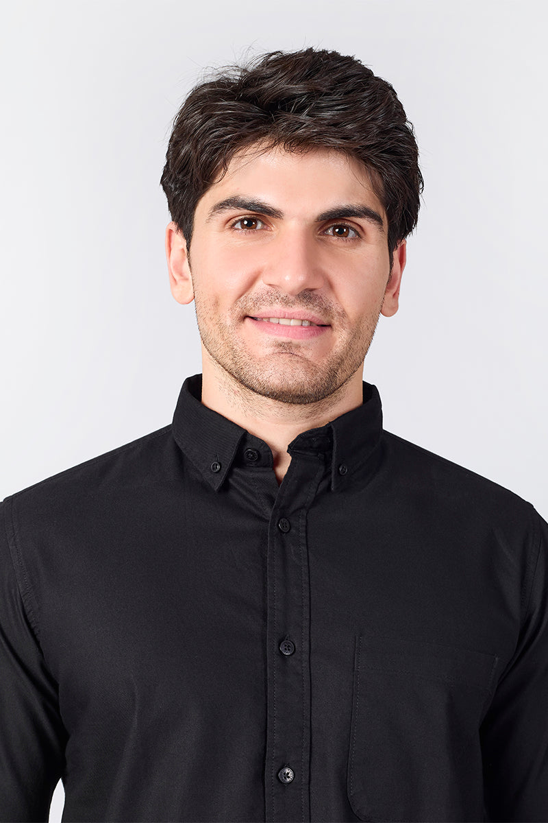 Core Lab Oxford Slim Fit Casual Shirt - Jet Black