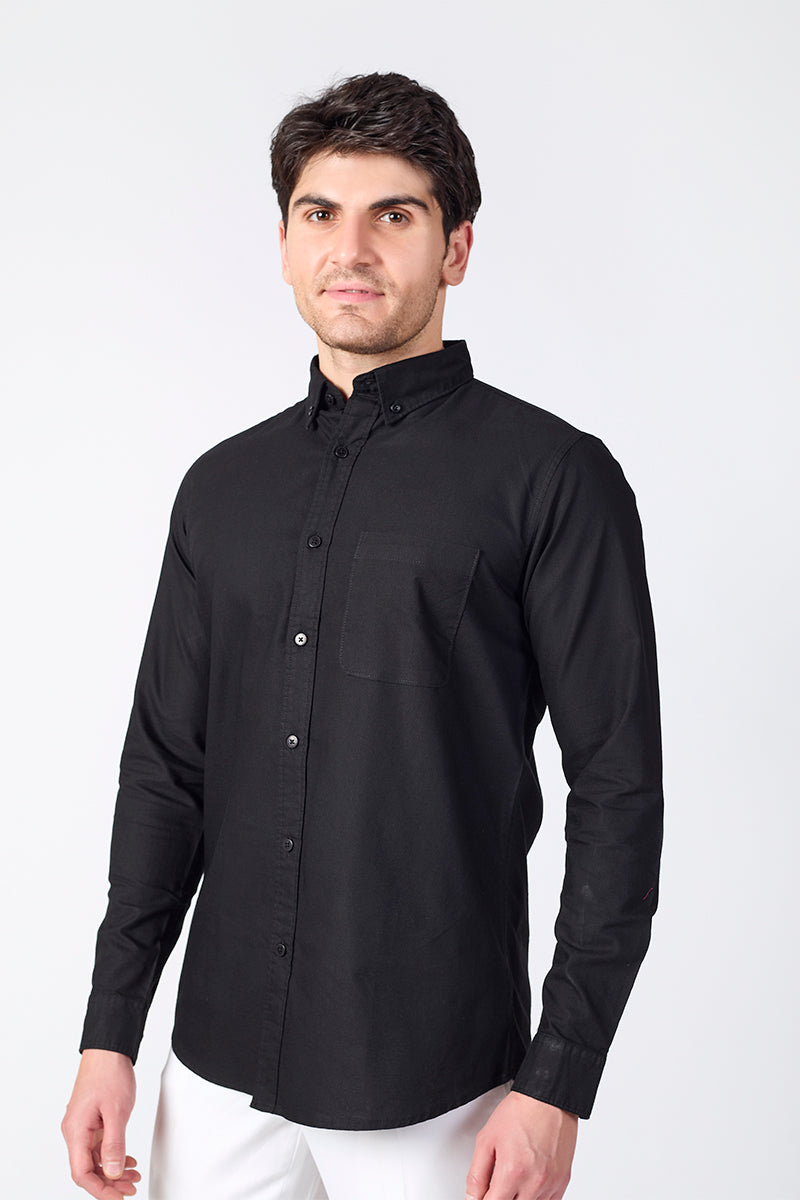 Core Lab Oxford Slim Fit Casual Shirt - Jet Black
