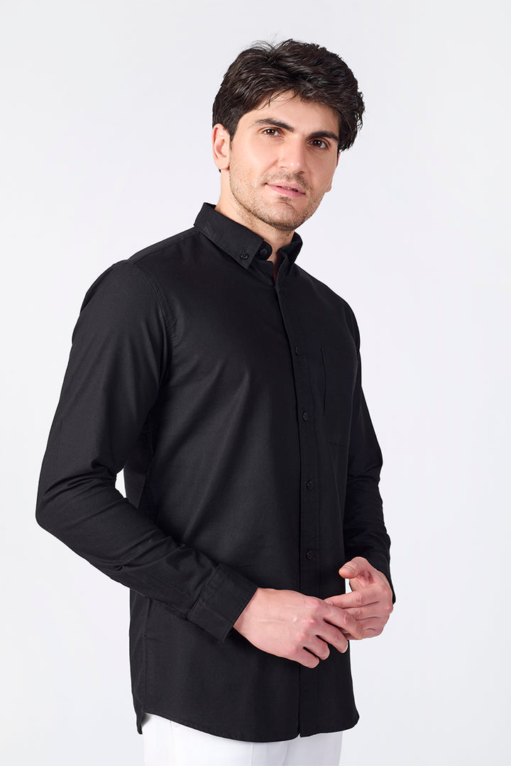 Core Lab Oxford Slim Fit Casual Shirt - Jet Black