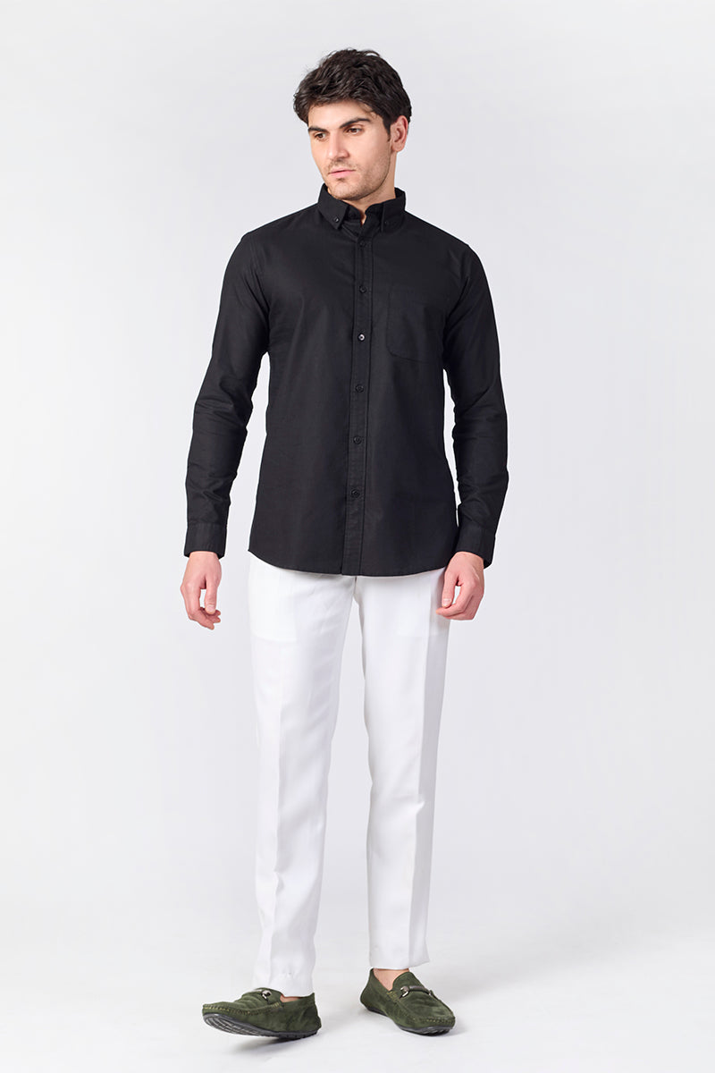 Core Lab Oxford Slim Fit Casual Shirt - Jet Black