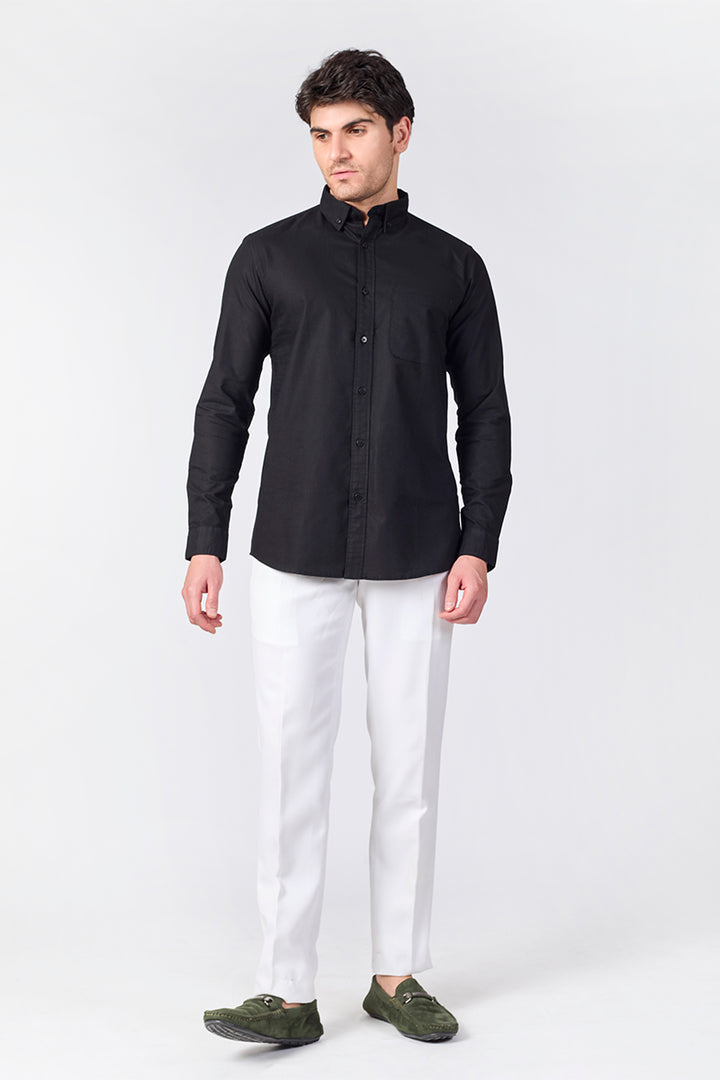 Core Lab Oxford Slim Fit Casual Shirt - Jet Black