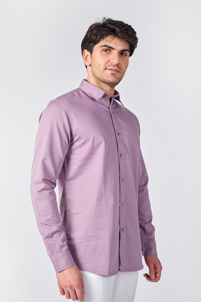 Dobby Cotton Solid Slim Fit Casual Shirt - Pink