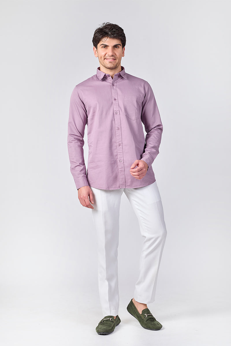 Dobby Cotton Solid Slim Fit Casual Shirt - Pink
