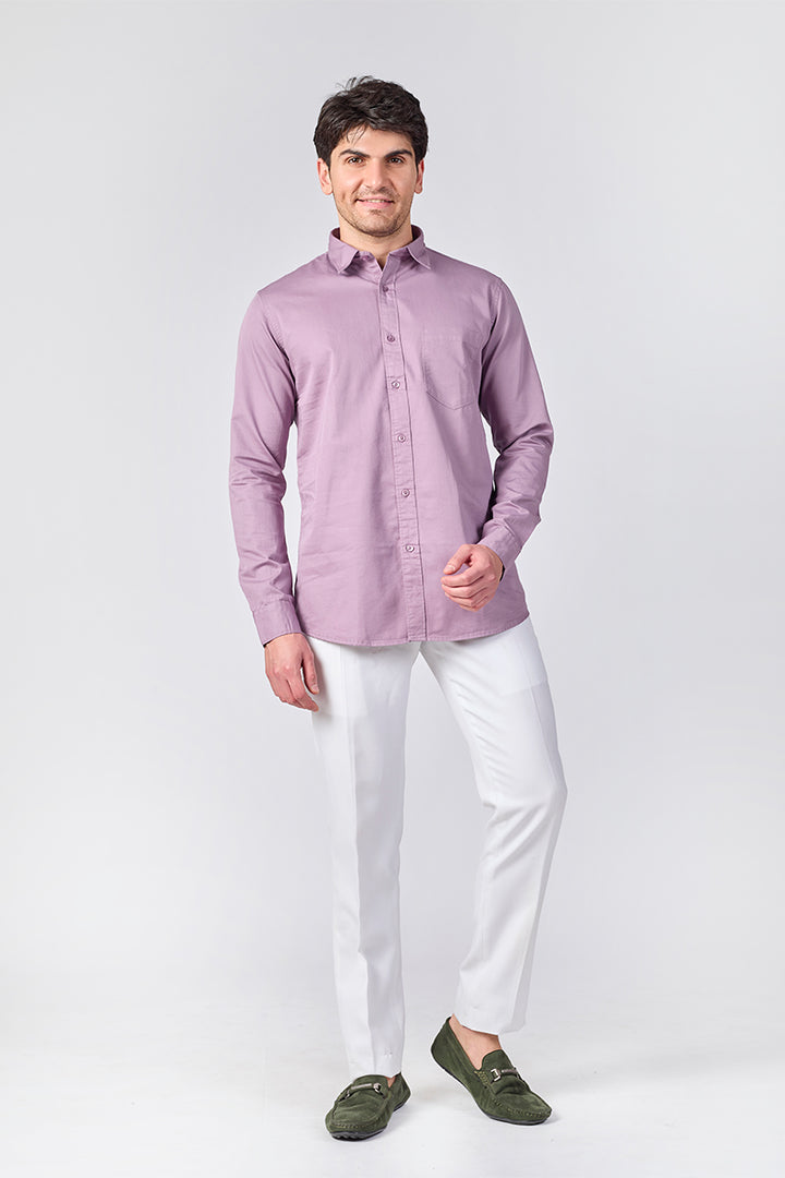 Dobby Cotton Solid Slim Fit Casual Shirt - Pink