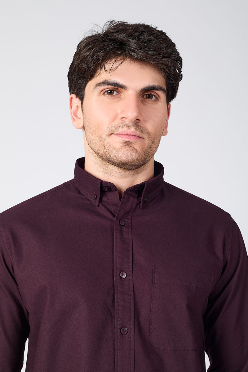Core Lab Oxford Slim Fit Casual Shirt - Deep Plum