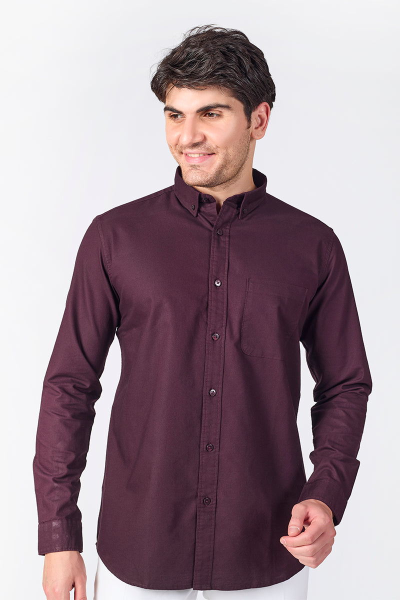 Core Lab Oxford Slim Fit Casual Shirt - Deep Plum