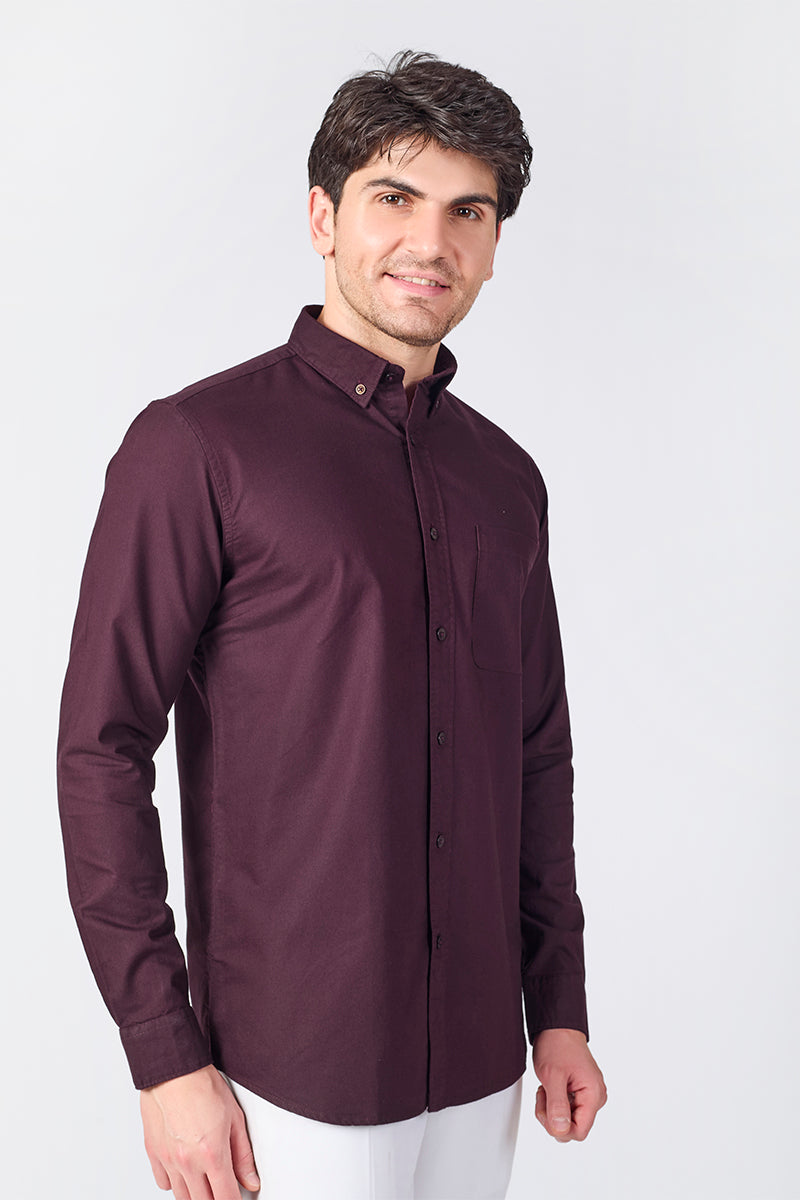 Core Lab Oxford Slim Fit Casual Shirt - Deep Plum