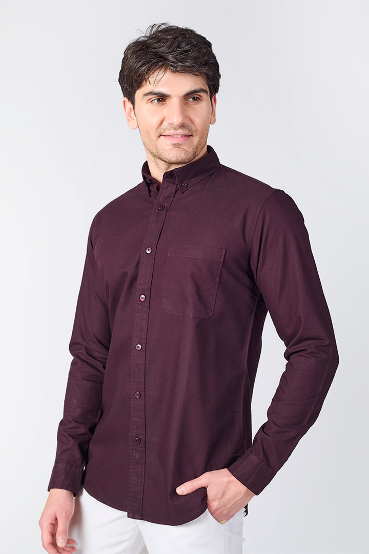 Core Lab Oxford Slim Fit Casual Shirt - Deep Plum