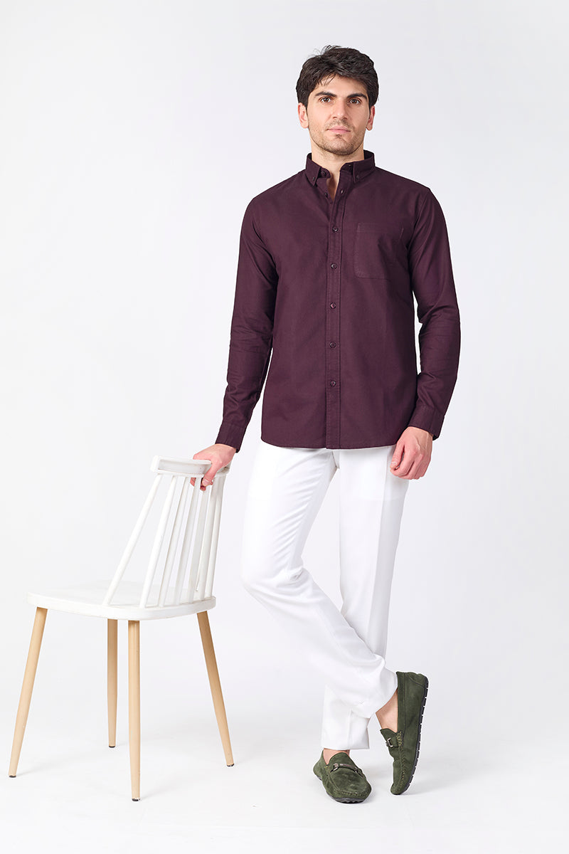 Core Lab Oxford Slim Fit Casual Shirt - Deep Plum