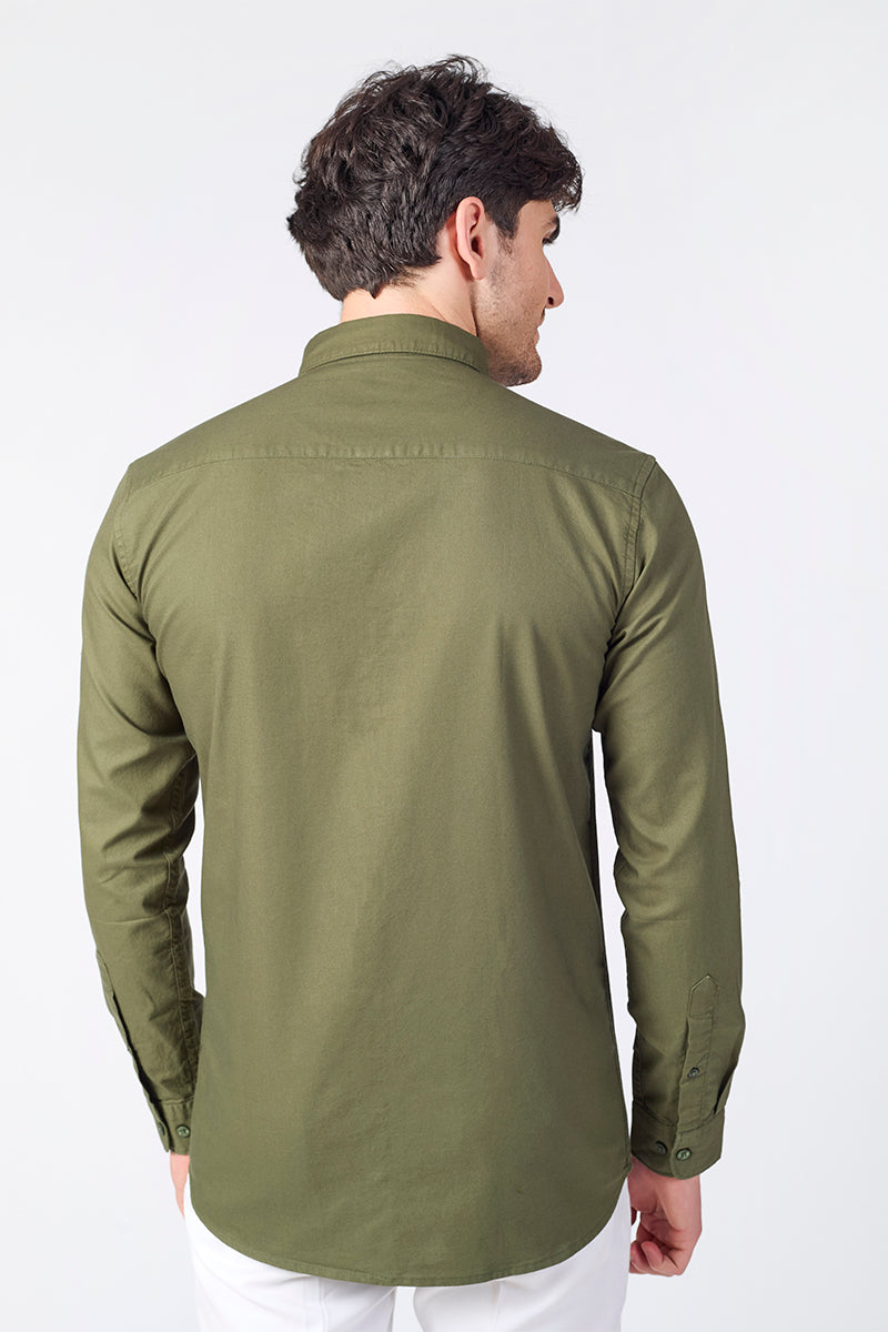 Core Lab Oxford Slim Fit Casual Shirt - Olive Green