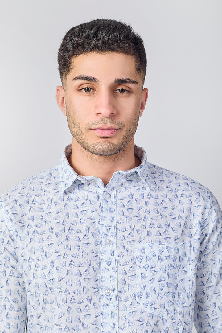 Men's Printed Full Sleeve Shirt - White