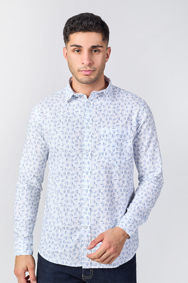 Men's Printed Full Sleeve Shirt - White