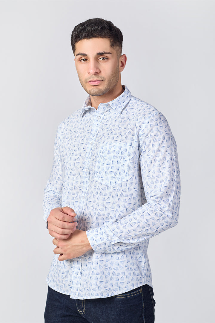 Men's Printed Full Sleeve Shirt - White