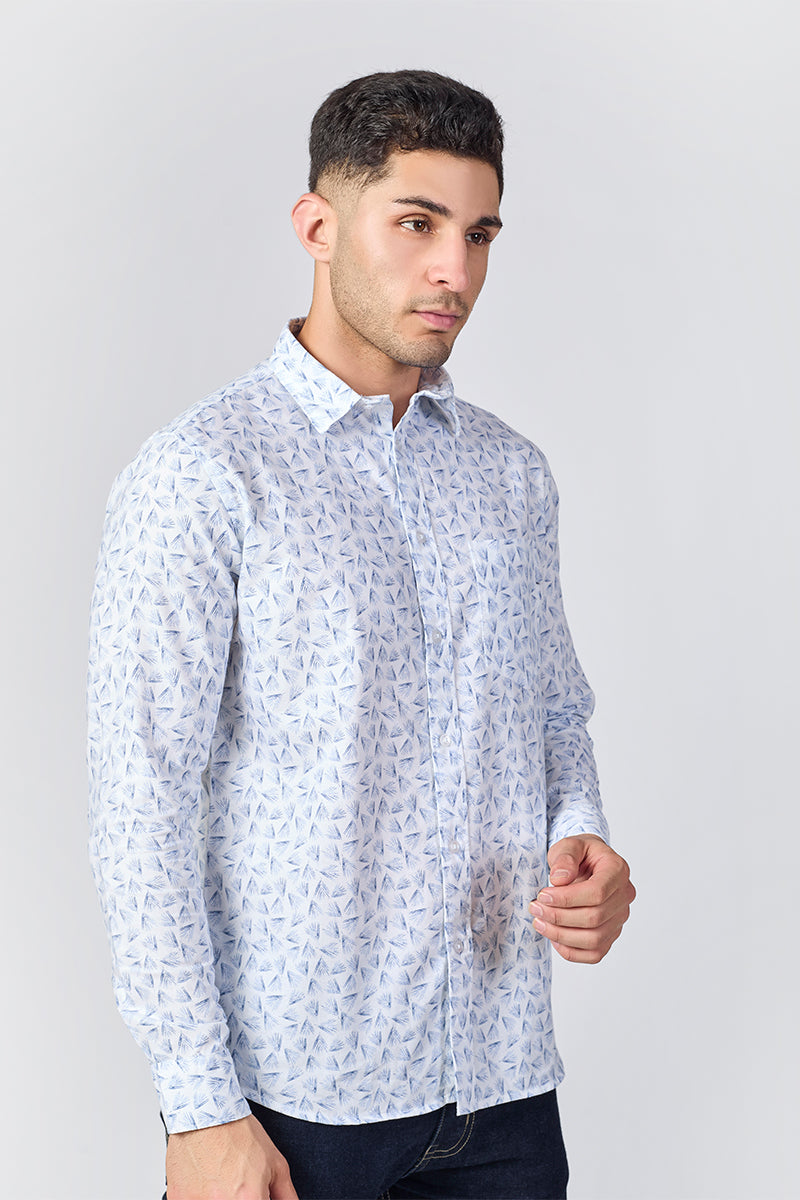 Men's Printed Full Sleeve Shirt - White
