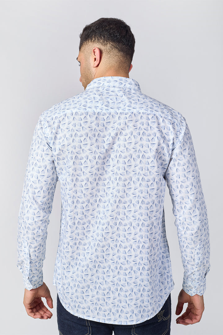 Men's Printed Full Sleeve Shirt - White