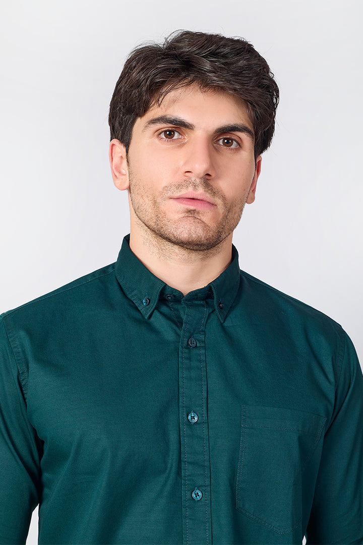 Deep Teal Green Giza Slub Shirt