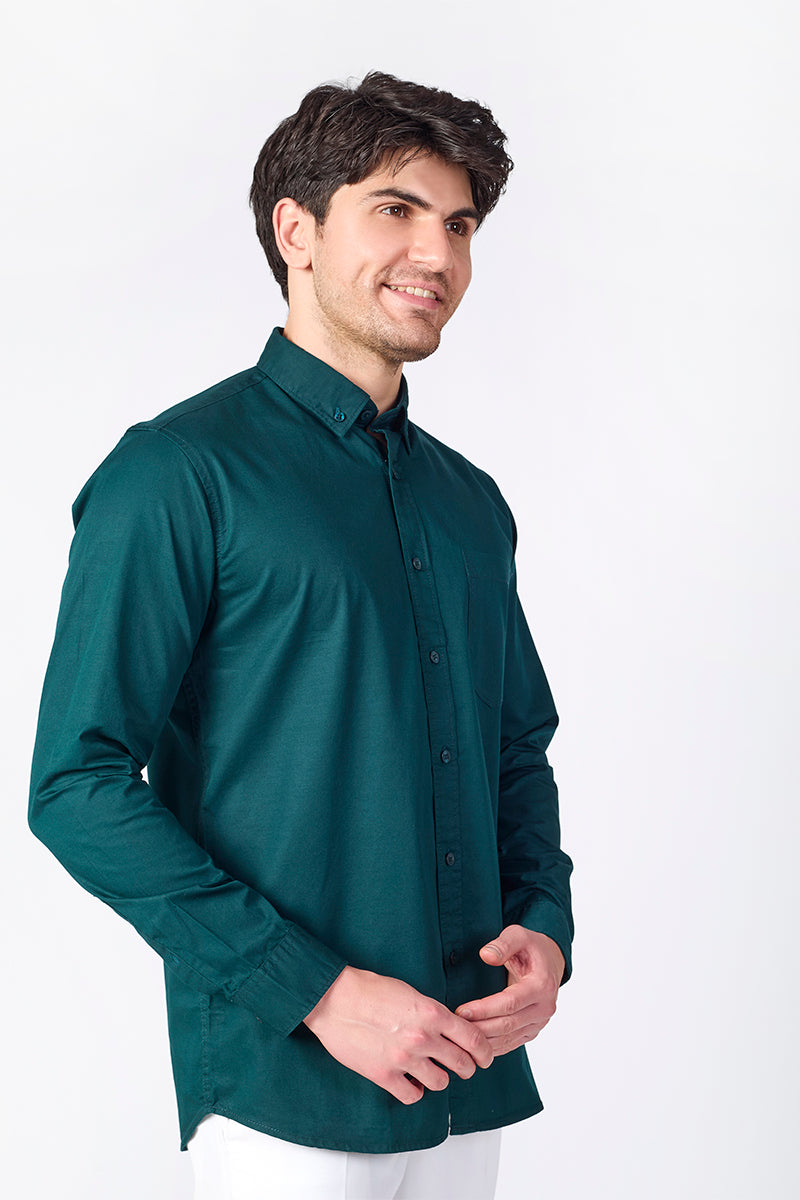 Deep Teal Green Giza Slub Shirt