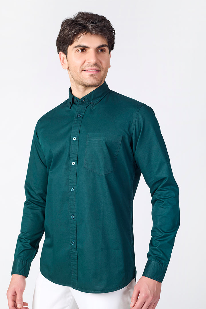 Deep Teal Green Giza Slub Shirt