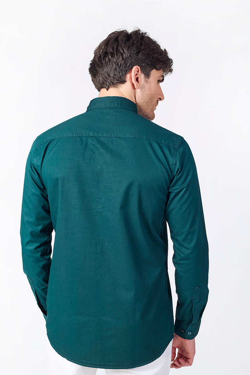 Deep Teal Green Giza Slub Shirt
